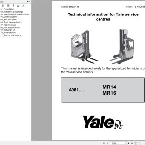 Yale Forklift MR14 to MR25 (A961) Service Manual 550273143 (1)