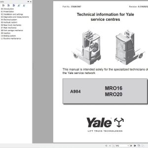 Yale Forklift MRO16 MRO20 (A984) Service Manual 550265987 (1)