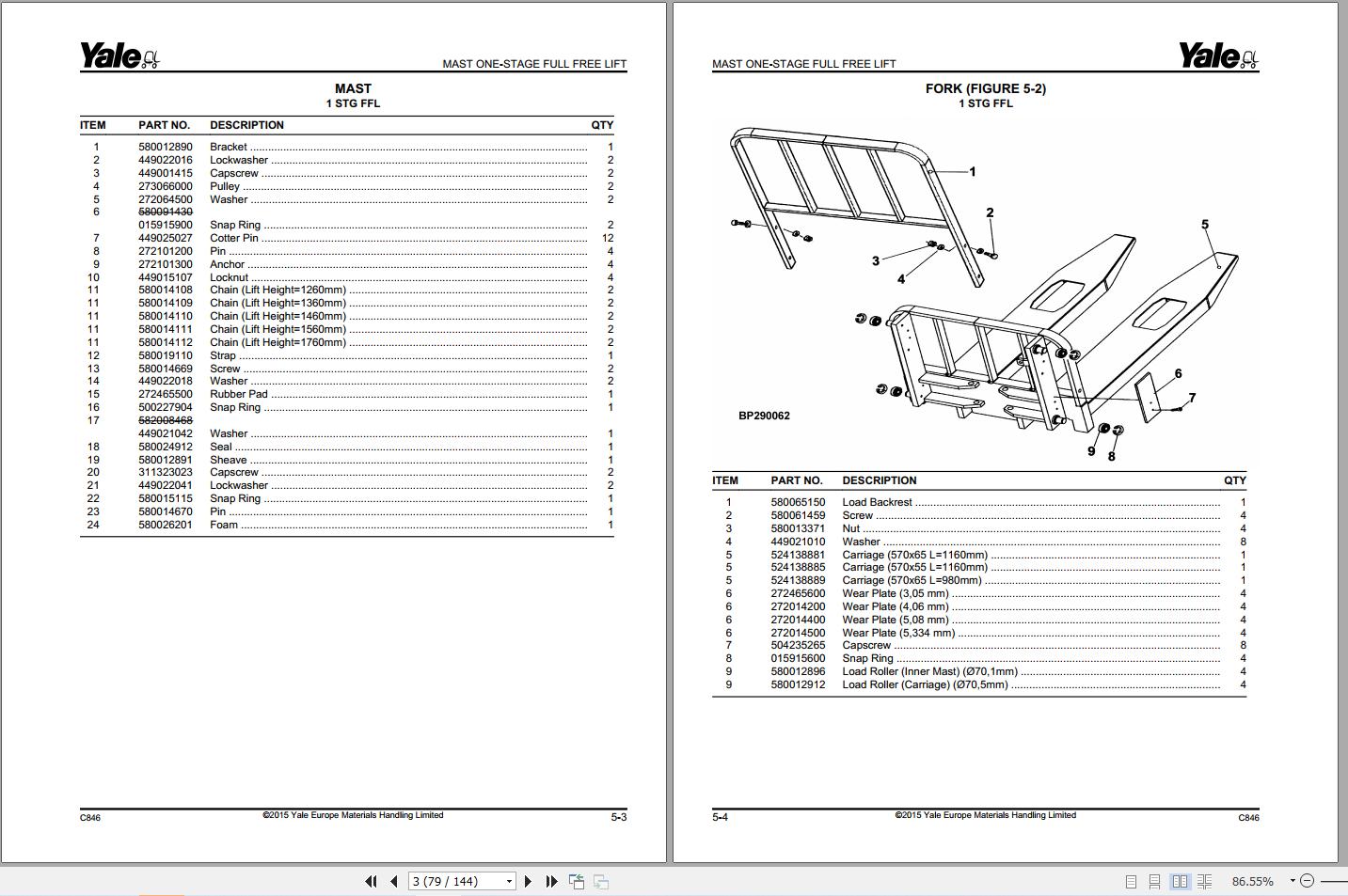 Yale Forklift MS10 MS12 (C846) Parts Manual (2)