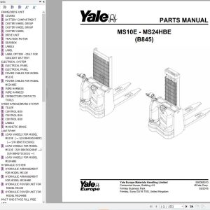 Yale Forklift MS10E (B845) Parts Manual (1)