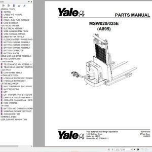 Yale Forklift MSW020E MSW025E (A895) Parts Manual (1)