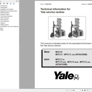 Yale Forklift MTC13 80 to MTC15 LWB (B869) Service Manual 2025 (1)