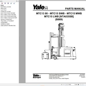 Yale Forklift MTC1380V MTC15SWB MTC15MWB MTC15LWB (B869) Parts Manual (1)