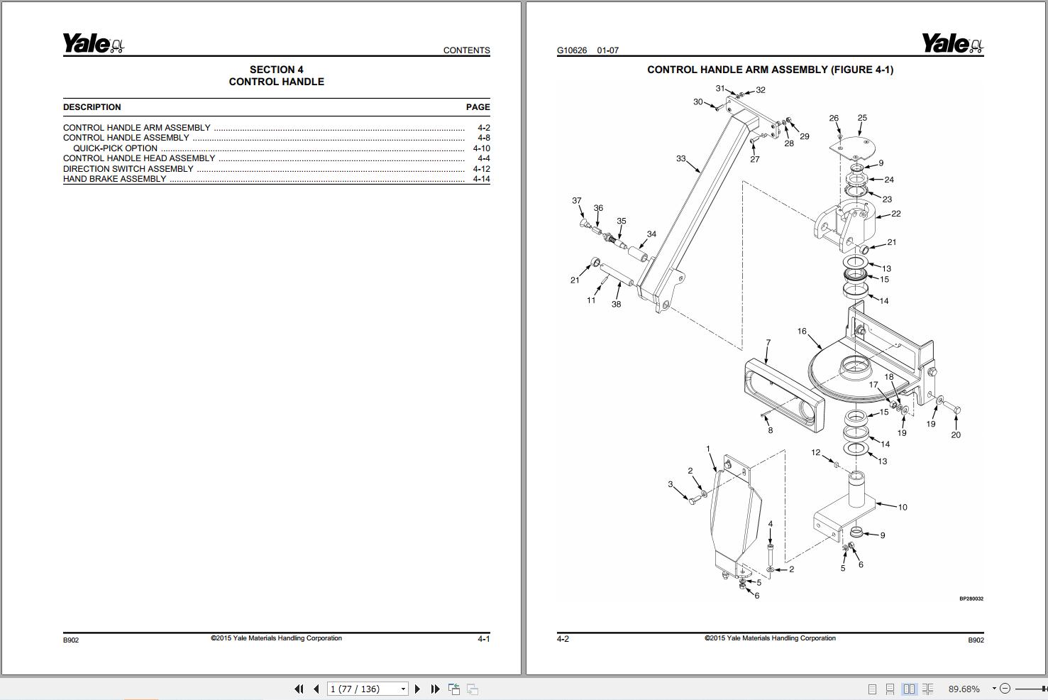 Yale Forklift MTR005 F (B902) MTR007 F (B903) Parts Manual (2)
