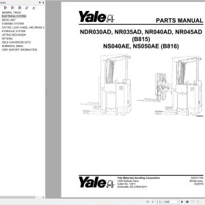 Yale Forklift NDR030AD to NR045AD (B815) NS040AE NS050AE (B816) Parts Manual (1)