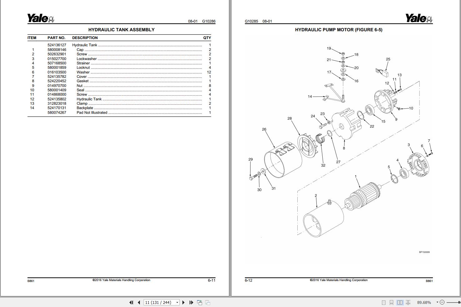 Yale Forklift NDR030GB NR045GB (B861) NDR030CB NR045CB (D829) Parts Manual (2)