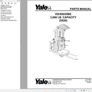 Yale Forklift OS030BE SS030BE 3 000 LB. CAPACITY (D826) Parts Manual (1)