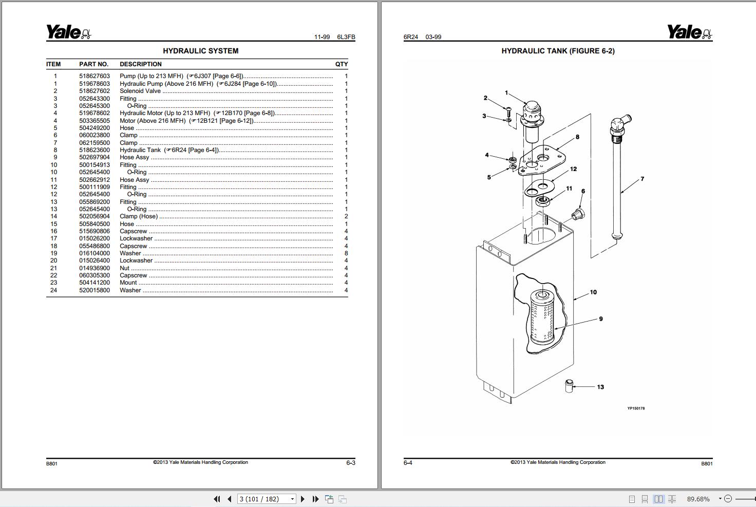 Yale Forklift OS030EB 3 000 LB CAPACITY (B801) Parts Manual (2)