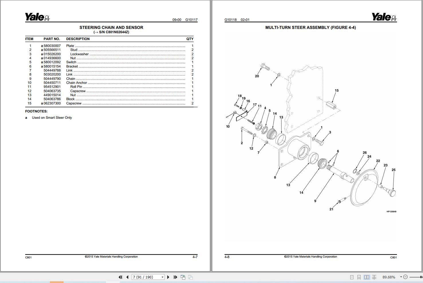Yale Forklift OS030EC 3 000 LB CAPACITY (C801) Parts Manual (2)