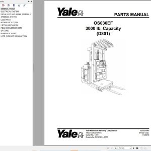 Yale Forklift OS030EF 3000 lb. Capacity (D801) Parts Manual (1)