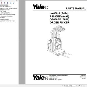 Yale Forklift ss030bf (A474) FS030BF (A497) OS030BF (E826) Parts Manual (1)