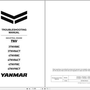 Yanmar Engine 3TNV88C to 4TNV98CT Troubleshooting Manual 0DTN5 EN1021 (1)