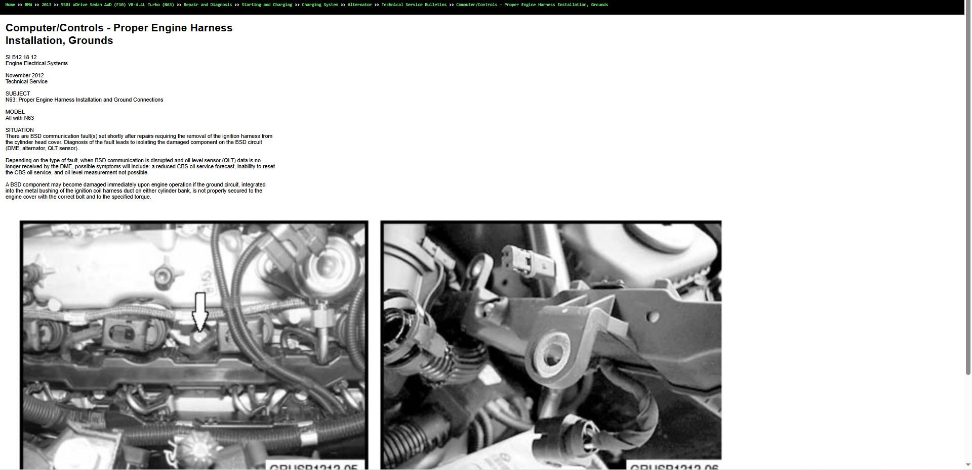 BMW 550i xDrive Sedan AWD F10 V8 4.4L Turbo N63 2013 Parts Repair Diagnosis Manual 3