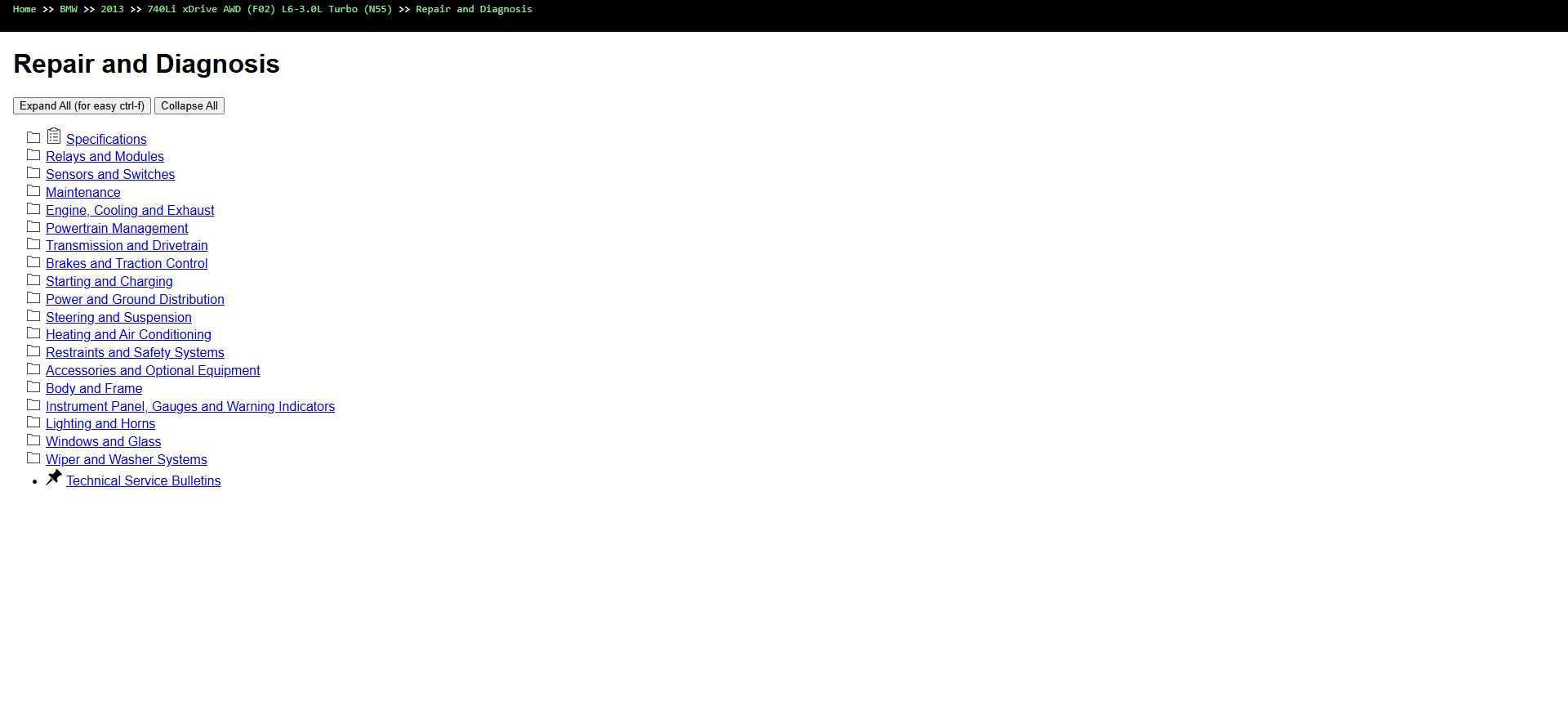 BMW 740Li xDrive AWD F02 L6 3.0L Turbo N55 2013 Parts Repair Diagnosis Manual 1
