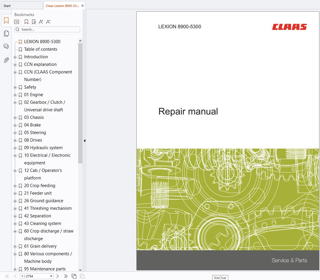 Claas Lexion 8900 5300 C86 Repair Manual 00 0302 784 5 (1)