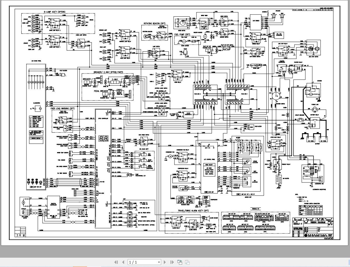 Daewoo Excavator S255LC V Electric and Hydraulic Diagram 1