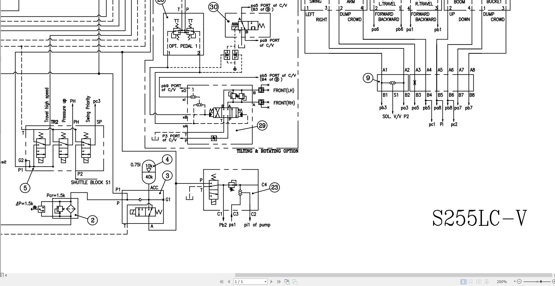 Daewoo Excavator S255LC V Electric and Hydraulic Diagram 2