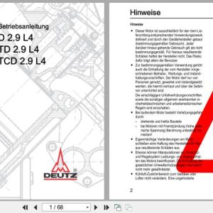 Deutz Engine D2.9L4 TD2.9L4 TCD2.9L4 Operation Manual 03123892de 2012 DE (1)