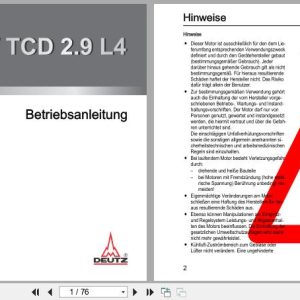 Deutz Engine D2.9L4 TD2.9L4 TCD2.9L4 Operation Manual 03124692de 2015 DE (1)