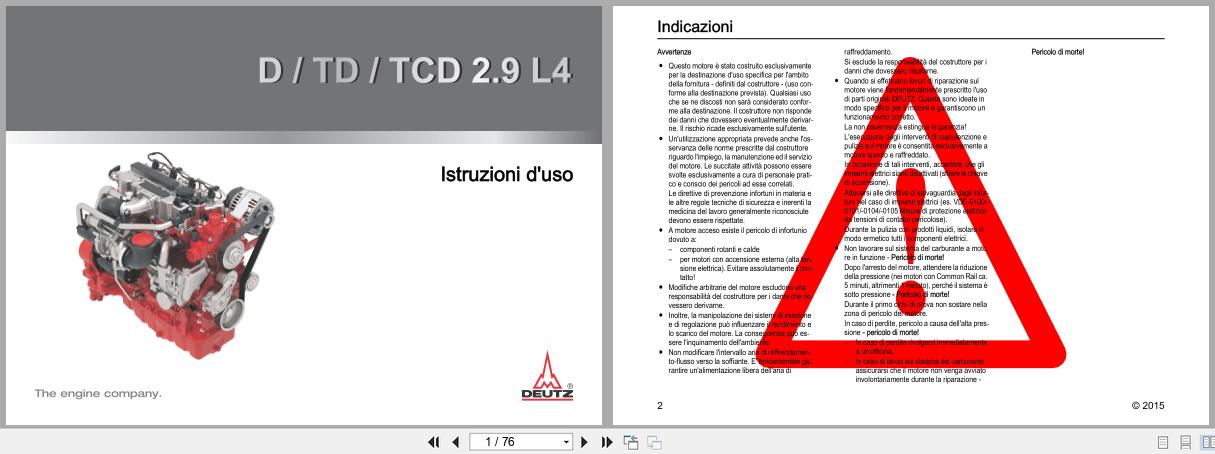 Deutz Engine D2.9L4 TD2.9L4 TCD2.9L4 Operation Manual 03124696it 2015 IT (1)