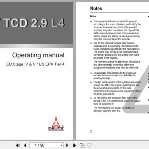 Deutz Engine D2.9L4 TD2.9L4 TCD2.9L4 Operation Manual 03125151en 2012 (1)