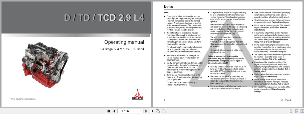 Deutz Engine D2.9L4 TD2.9L4 TCD2.9L4 Operation Manual 03125151en 2012 (1)
