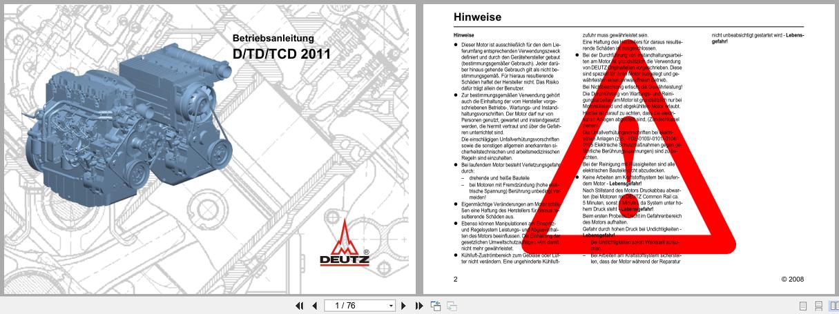 Deutz Engine D2011 TD2011 TCD2011 Series Operation Manual 03123546de 2008 DE (1)