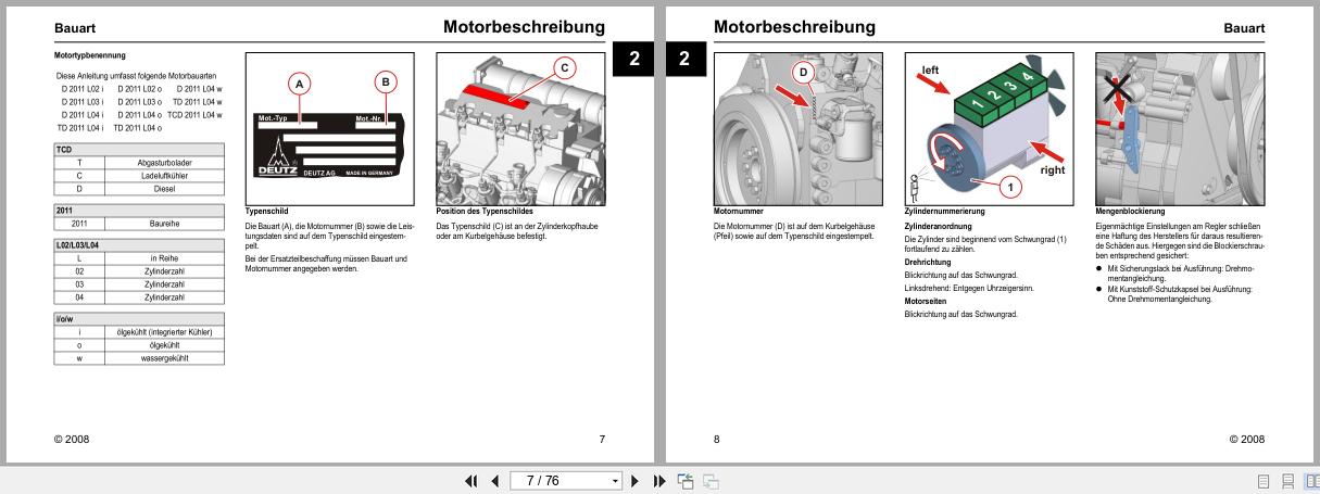 Deutz Engine D2011 TD2011 TCD2011 Series Operation Manual 03123546de 2008 DE (2)