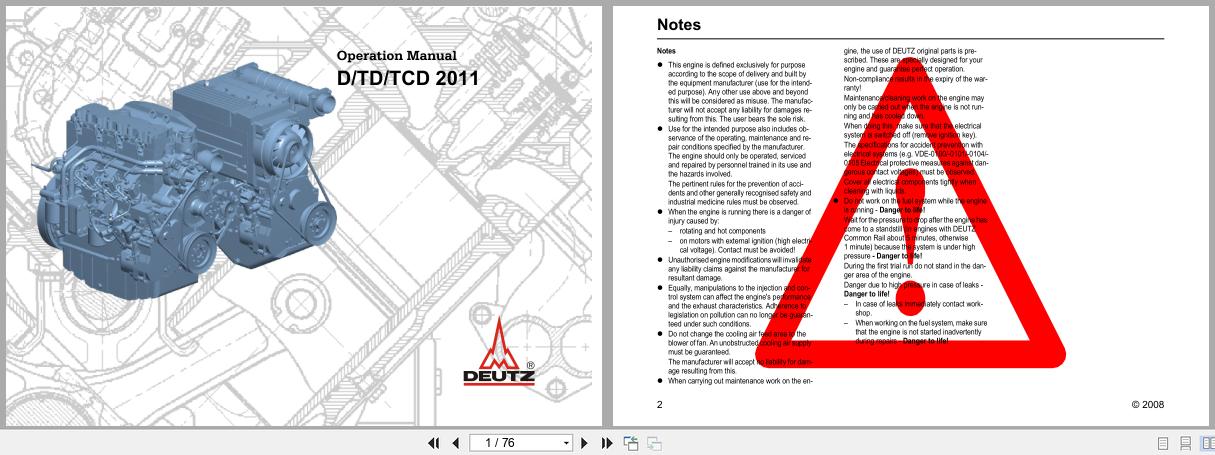 Deutz Engine D2011 TD2011 TCD2011 Series Operation Manual 03123547en 2008 (1)