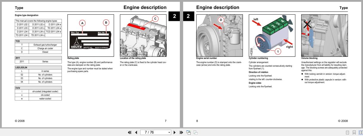 Deutz Engine D2011 TD2011 TCD2011 Series Operation Manual 03123547en 2008 (2)