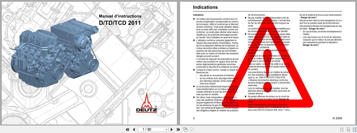 Deutz Engine D2011 TD2011 TCD2011 Series Operation Manual 03123548fr 2008 FR (1)