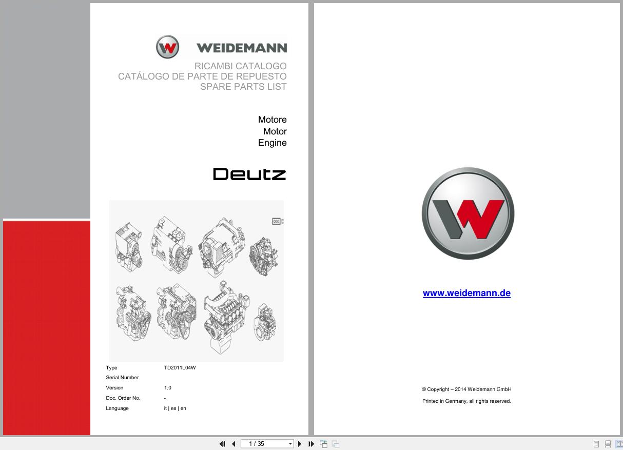 Deutz Engine TD2011L04W Spare Parts List 2014 IT ES EN (1)