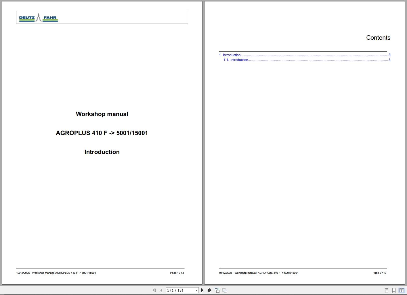 Deutz Fahr Tractor AGROPLUS 410 F 5001 15001 Workshop Manual Wiring Diagram (1)