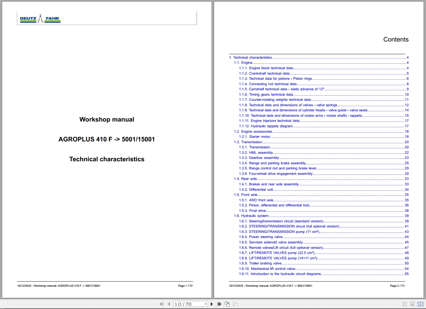 Deutz Fahr Tractor AGROPLUS 410 F 5001 15001 Workshop Manual Wiring Diagram (2)
