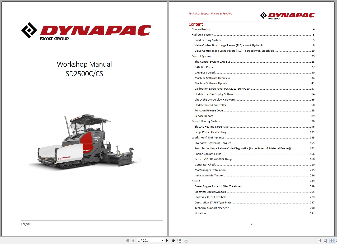 Dynapac Paver Finisher SD2500C SD2500CS Workshop Manual (1)