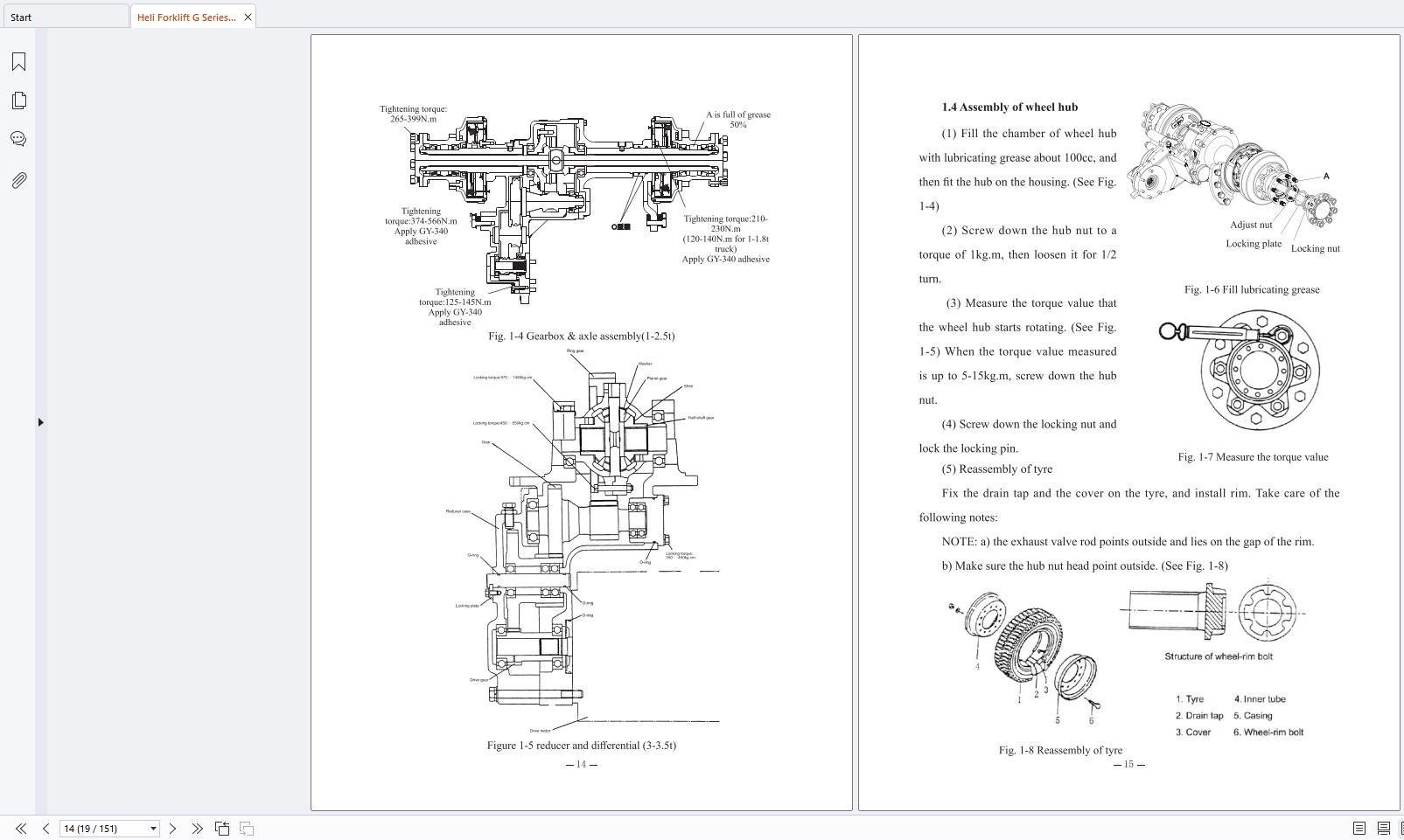 Heli Forklift G Series 1 3.5t CPD10 CPD35 Operation Service Manual S168 6 2016 2