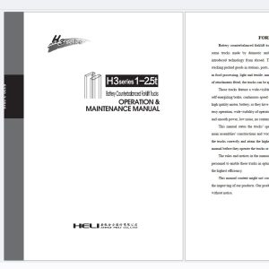 Heli Forklift H3 Series 1 2.5t CPD10 CPD25 Operation Service Manual S220 2 2016 1