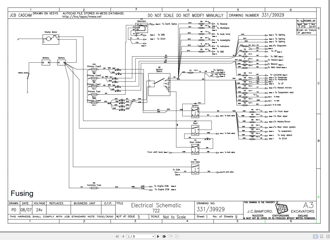 JCB Articulated Dump Truck 722 T2 2003 2006 Electrical Diagram (1)