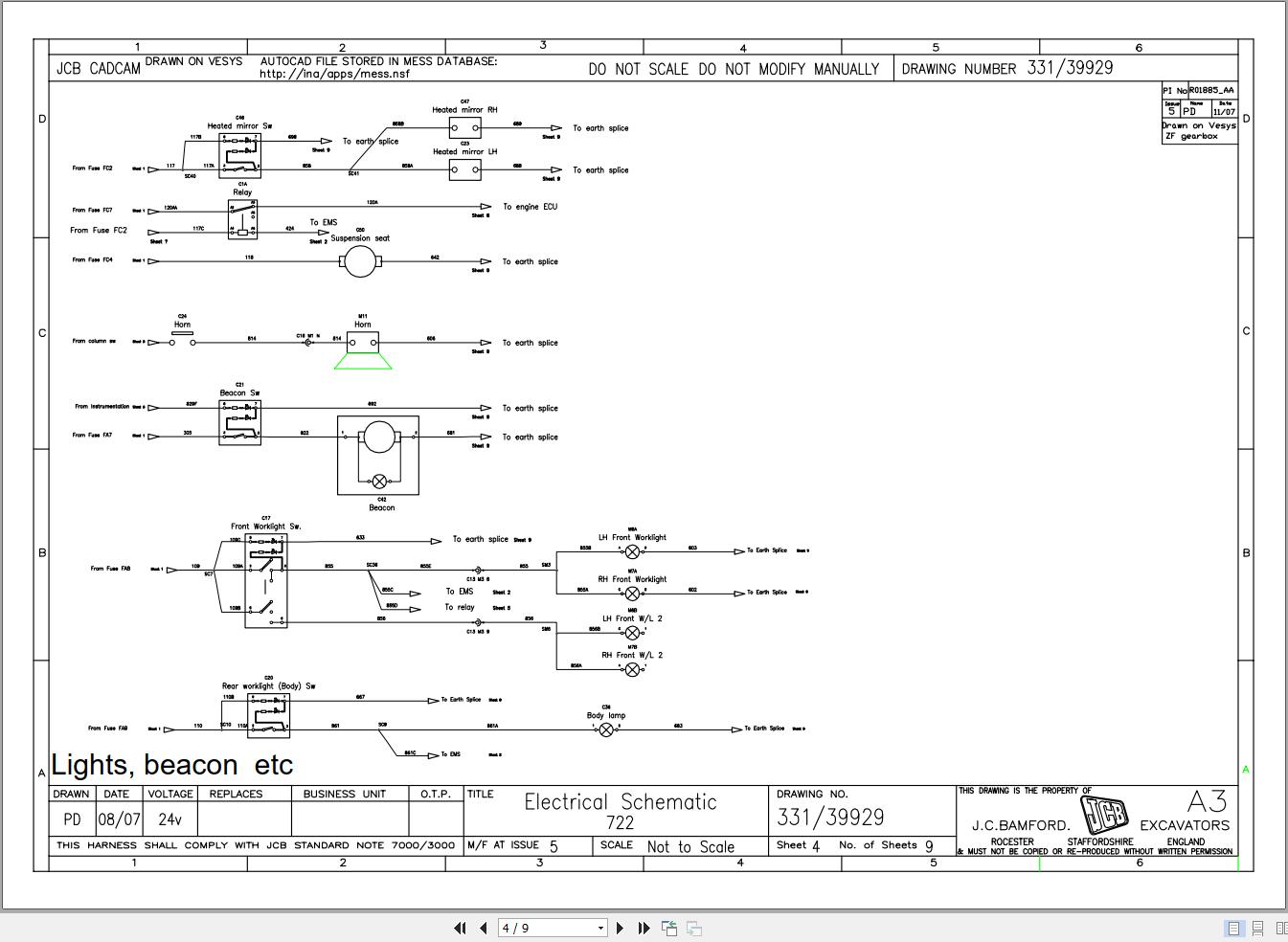 JCB Articulated Dump Truck 722 T3 2006 2013 Electrical Diagram (2)