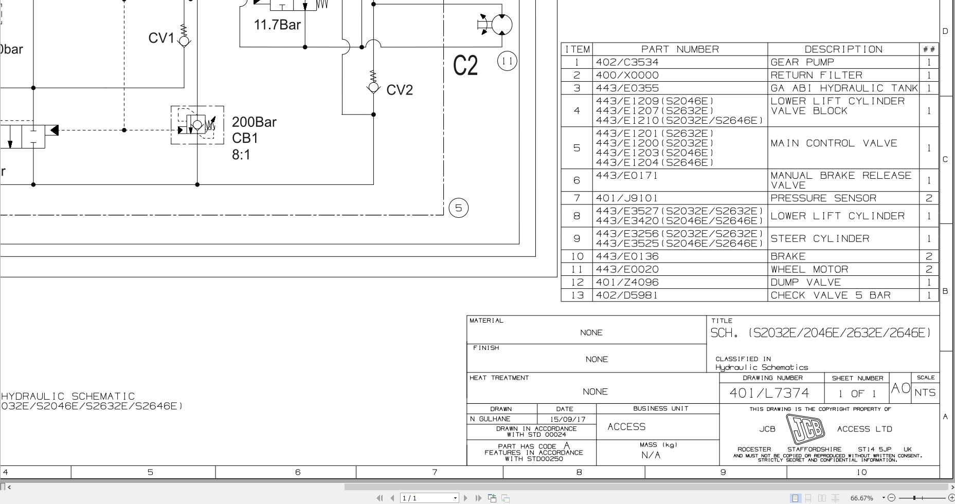 JCB Electric Scissor S2032E RAJ 2021 2024 Electrical and Hydraulic Diagram (2)