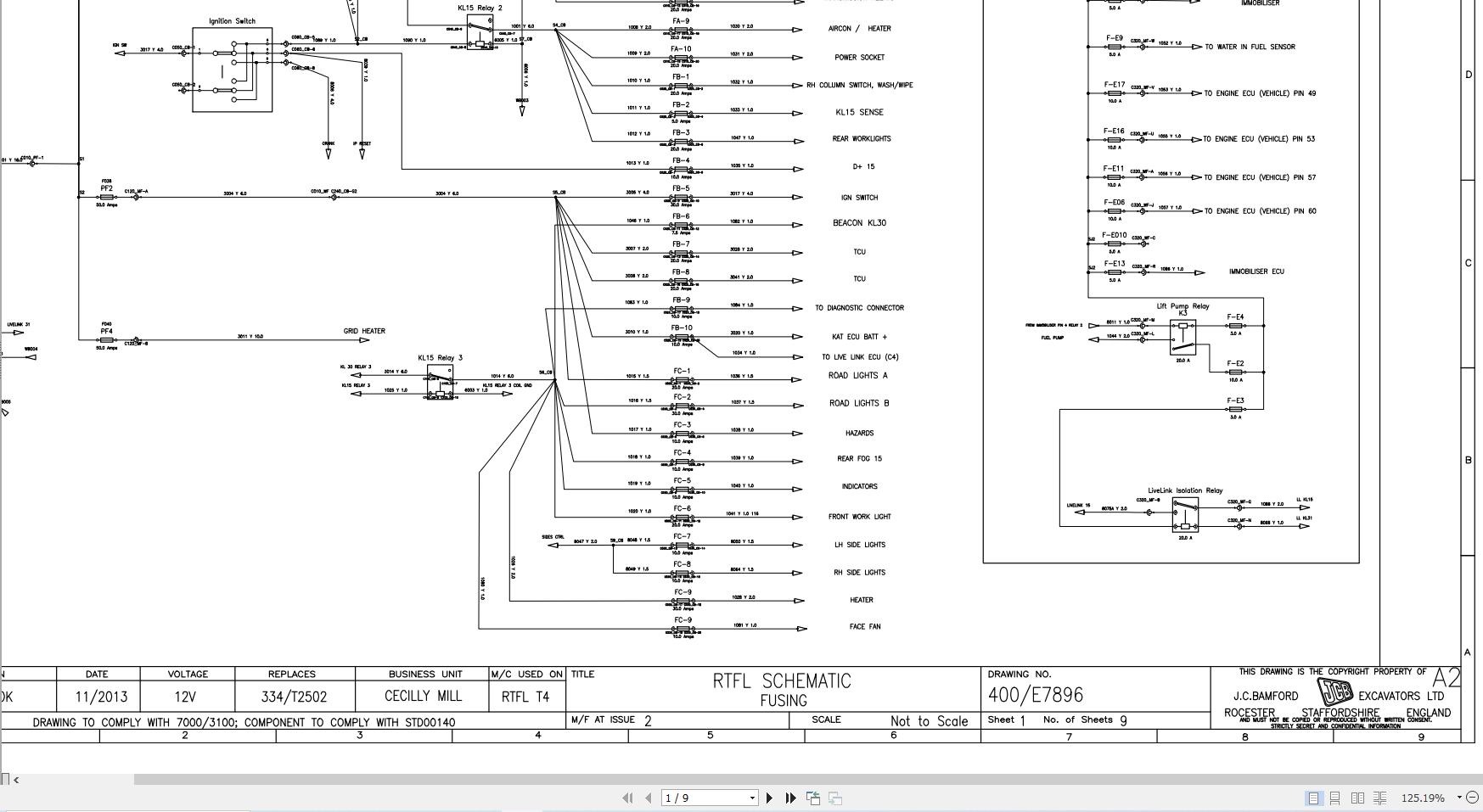 JCB Forklift 930 4 T4F 2014 2025 Electrical Diagram (1)