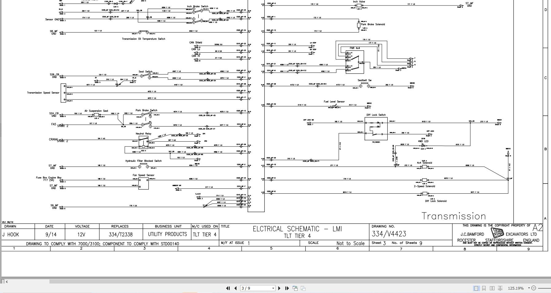 JCB Forklift TLT 30D 4x4 T4F NON PROD 2017 Electrical and Hydraulic Diagram (1)