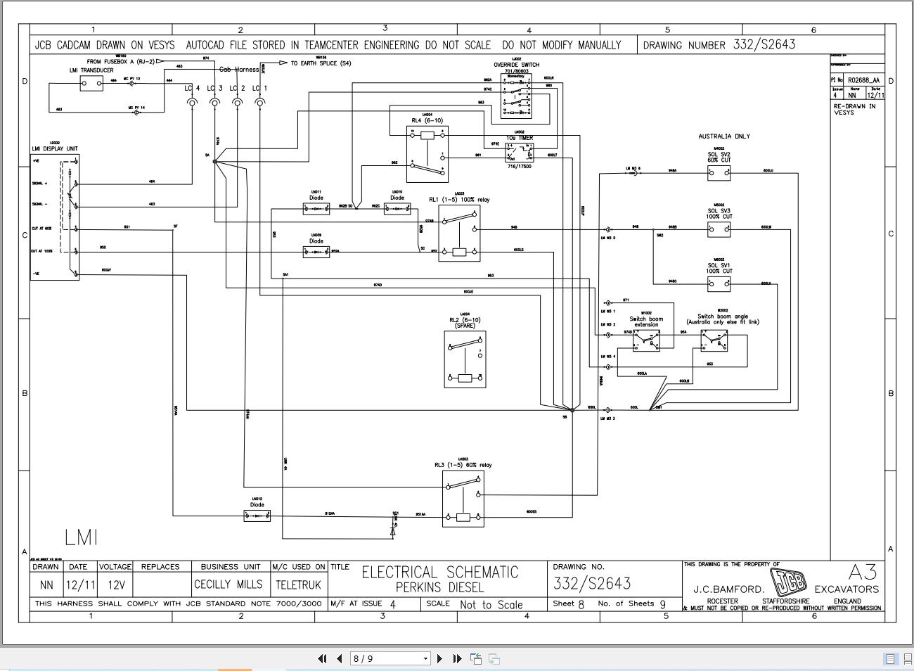 JCB Forklift TLT 30D T3 2008 2022 Electrical and Hydraulic Diagram (1)