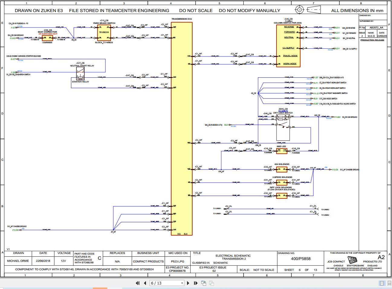 JCB Forklift TLT 30G 4x4 STV 2019 2024 Electrical and Hydraulic Diagram (1)