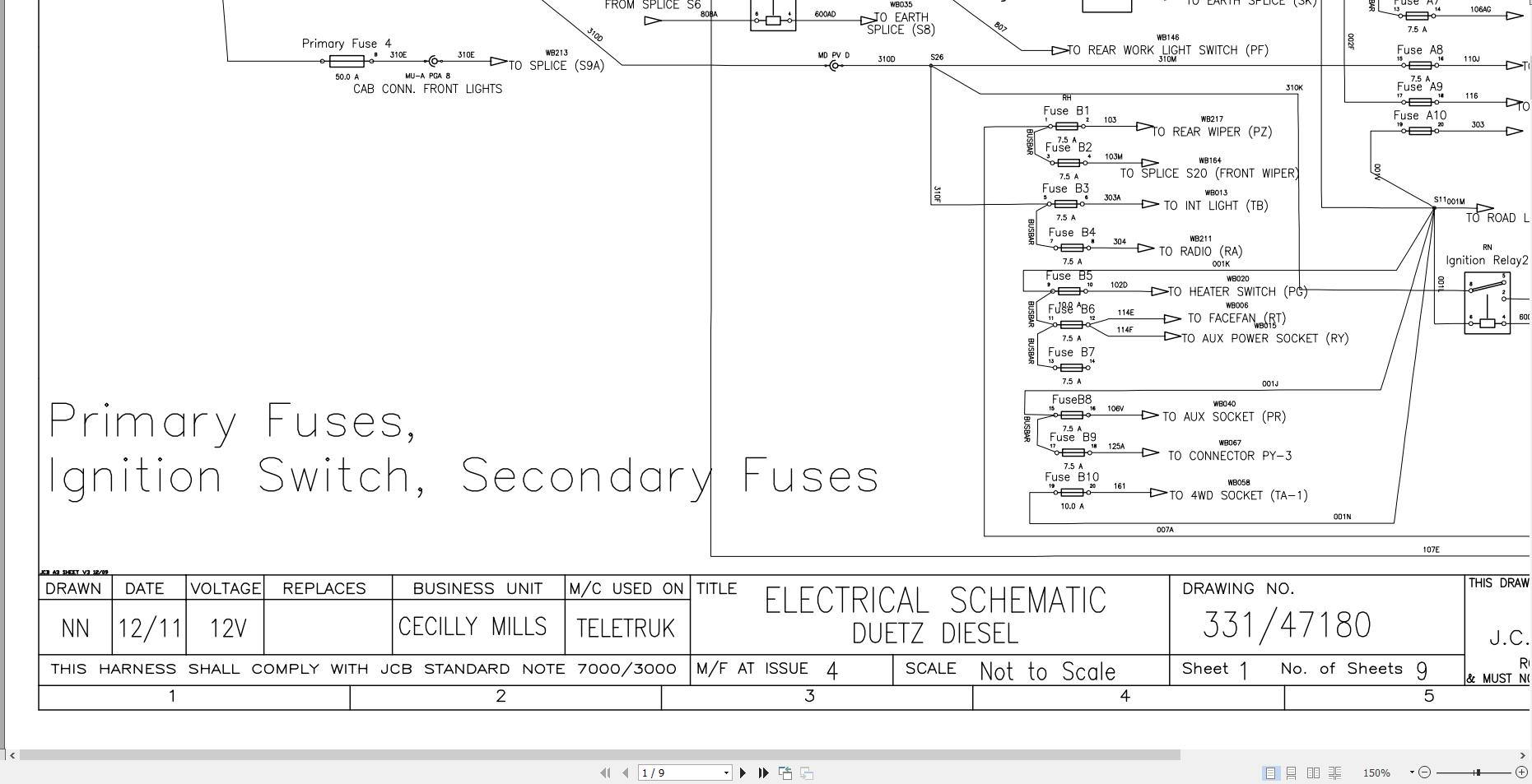 JCB Forklift TLT 35D 4x4 T2 2005 2008 Electrical and Hydraulic Diagram (1)