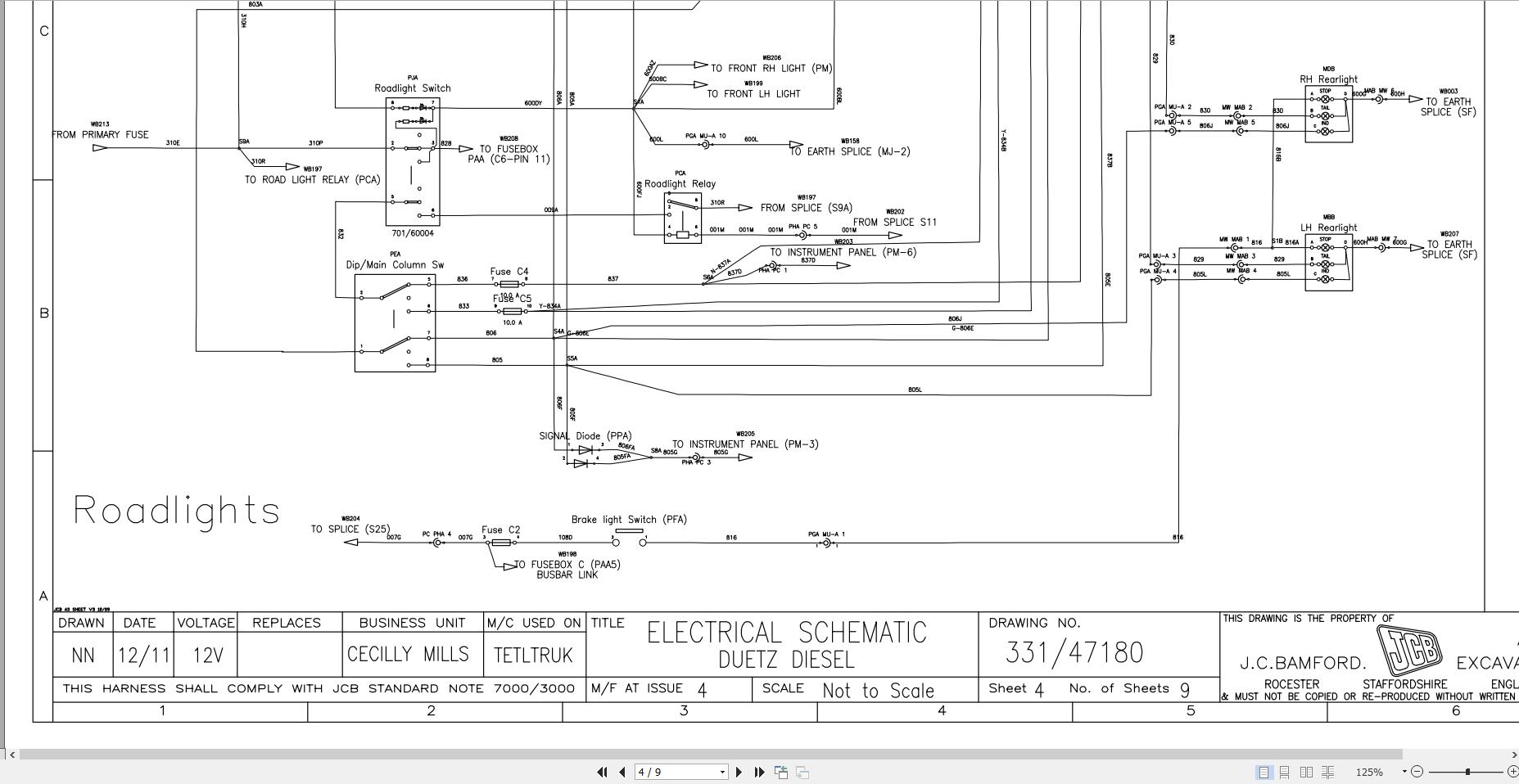 JCB Forklift TLT 35D T2 2004 2008 Electrical and Hydraulic Diagram (1)