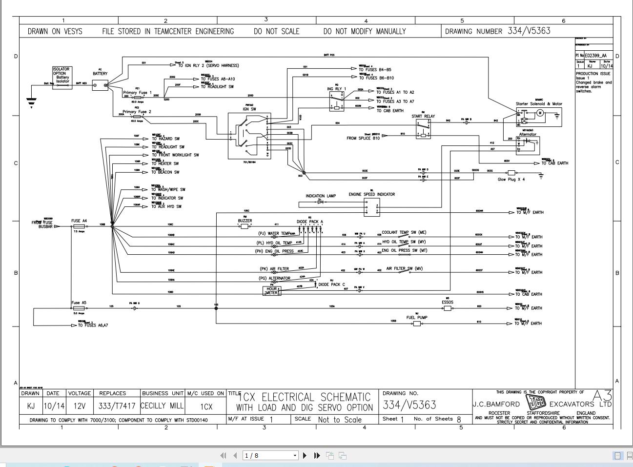 JCB Loader 1CXT T3 2014 2025 Electrical and Hydraulic Diagram (1)