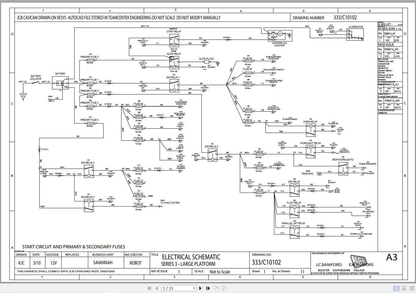 JCB Loader 300 T3 GE0 2011 2020 Electrical and Hydraulic Diagram (1)