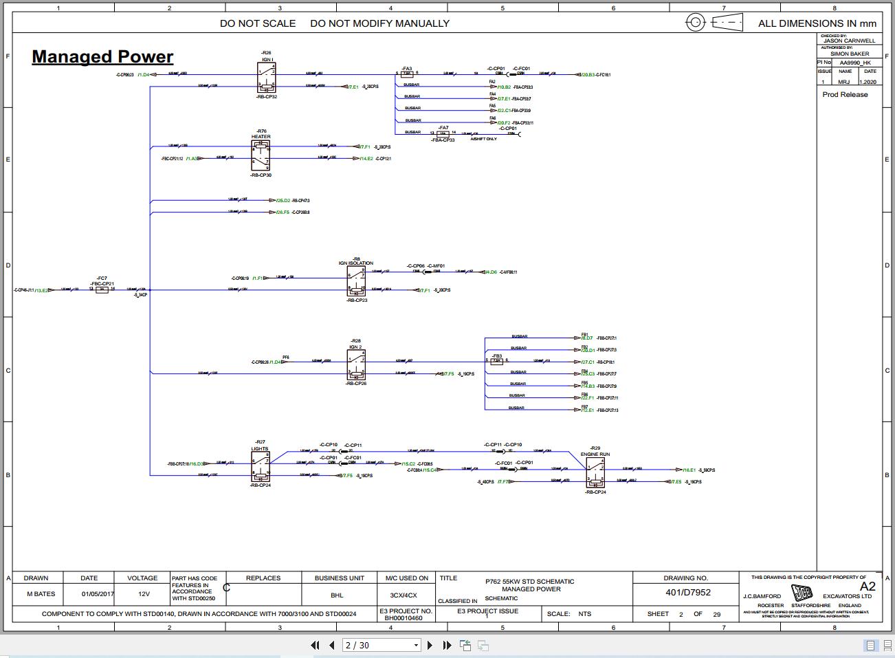 JCB Loader 3CX Manual Controls STV 55kW 2019 2025 Electrical and Hydraulic Diagram (1)