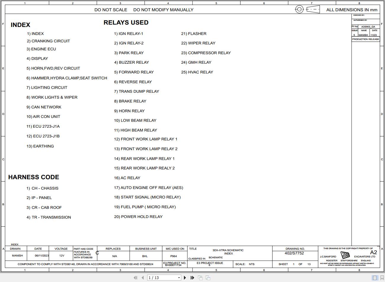 JCB Loader 3DX XTRA CEV Stage V 2023 2025 Electrical and Hydraulic Diagram (1)